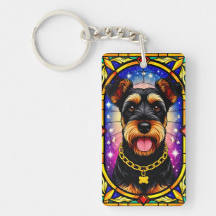 Porte-clefs Portrait vibrant de chien en verre coloré