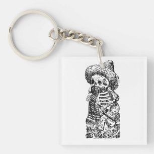 Porte-clefs Posada Calavera avec Moustache et Tequila