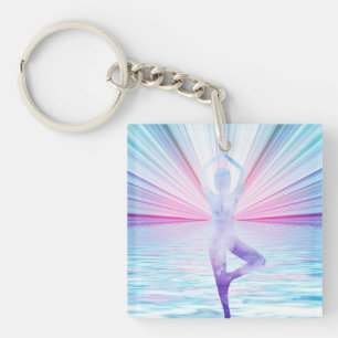 Porte-clefs Pose de yoga pastel Zen & Méditation