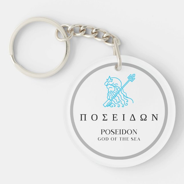 Porte-clefs Poseidon Grec Dieu de la Mer Trident Design (Devant)