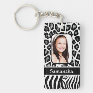 Porte-clefs Poster de animal noir et blanc