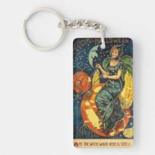 Porte-clefs Poster de sorcière Halloween vintage