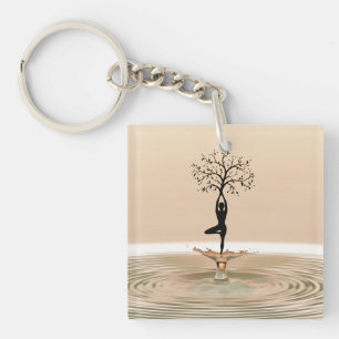 Porte-clefs Postures de Yoga & Position de l'Arbre de Lotus Ze