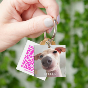 Porte-clefs Pot de chien moderne médias sociaux QR Code Photo