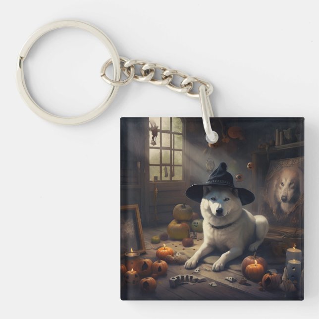 Porte-clefs Potirons d'Akita Halloween Épouvantables (Devant)