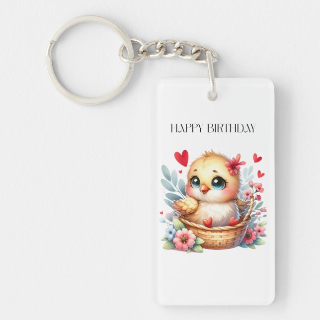 Porte-clefs Poulet de naissance mignon. (Devant)
