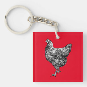 Porte-clefs Poulet de roche Plymouth Barred classique Hen