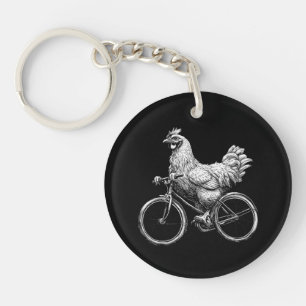 Porte-clefs Poulet drôle à vélo Cycliste Animal mignon Amour