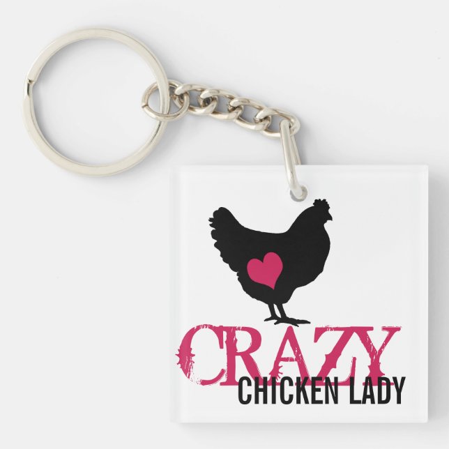 Porte-clefs Poulet mignon avec le coeur rose (Devant)