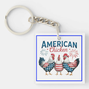 Porte-clefs Poulet patriotique américain du 4 juillet-62987