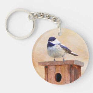 Porte-clefs Poulet sur la peinture d'oiseaux Art original