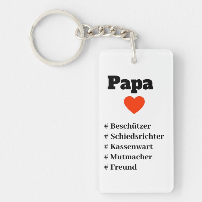 Porte-clefs pour papa avec coeur (Devant)