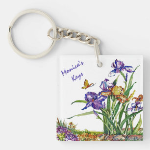 Porte-clefs Pourpre et iris d'or - transparents