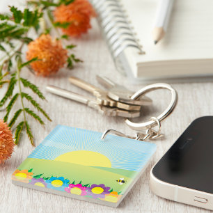 Porte-clefs Poussière de soleil de prairie printanière avec de