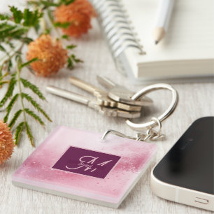Porte-clefs Poussière scintillante de marbre abstrait rose fém