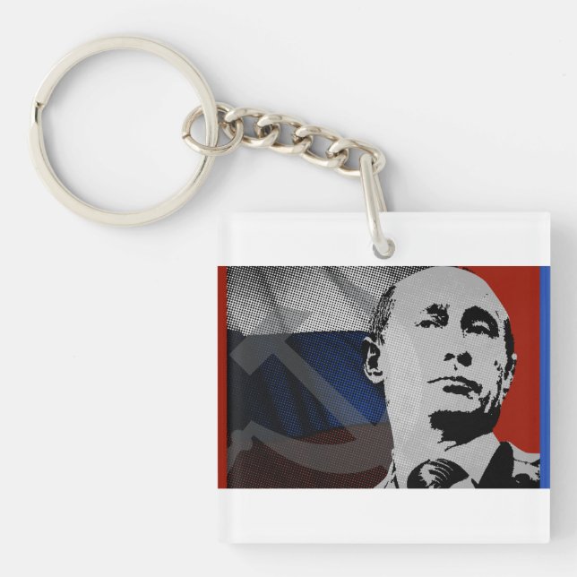 Porte-clefs Poutine avec drapeau russe (Devant)