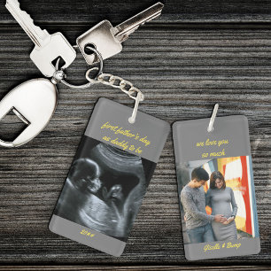 Porte-clefs Première fête des pères Papa à devenir Gris 2 Phot