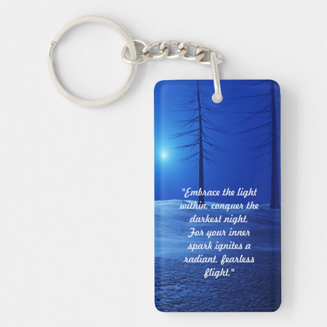 Porte-clefs première monogramme boho bleu retro forêt (Devant)