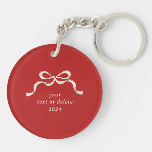 Porte-clefs Premium Christmas Bows retro Holiday Red Photo