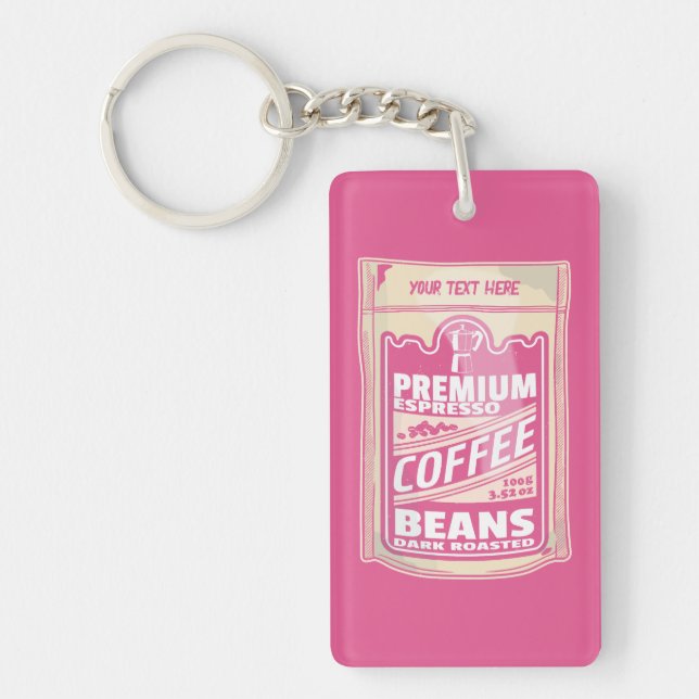 Porte-clefs Premium espresso café haricots rose nourriture pop (Devant)