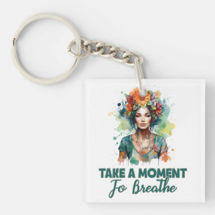 Porte-clefs Prenez un moment pour respirer Zen Flowers Yoga Gi