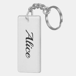 Porte-clefs Prénom personnalisable Alice Noir blanc