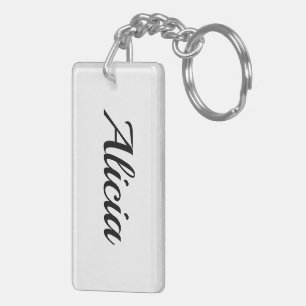 Porte-clefs Prénom personnalisable Alicia noir et blanc