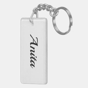 Porte-clefs Prénom personnalisable Anita noir et blanc