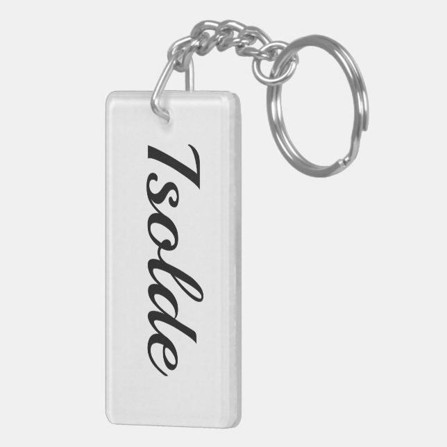 Porte-clefs Prénom personnalisable Isolde noir blanc (Dos droit)