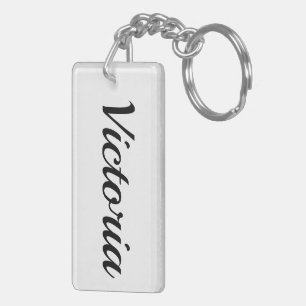 Porte-clefs Prénom personnalisable Victoria noir blanc
