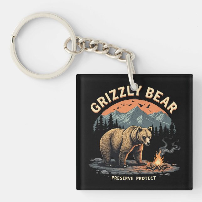 Porte-clefs Préserver et protéger l'ours grizzli (Devant)