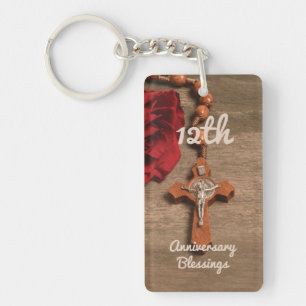 Porte-clefs Prêtre 12ème anniversaire de l'Ordination Rose et