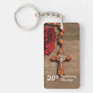 Porte-clefs Prêtre 20ème anniversaire de l'Ordination Rose et