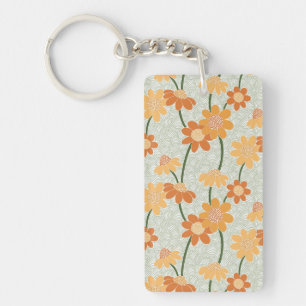 Porte-clefs Pretty retro muted 1970 s flowers