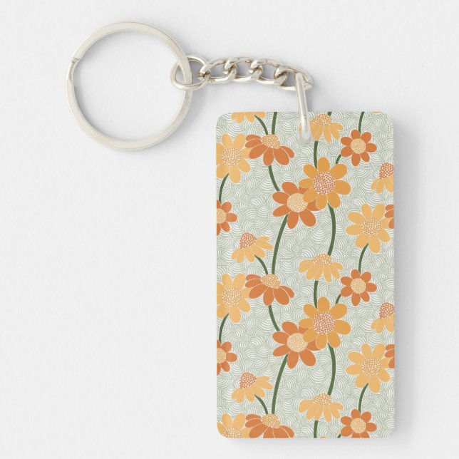 Porte-clefs Pretty retro muted 1970 s flowers (Devant)