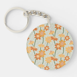 Porte-clefs Pretty retro muted 1970 s flowers