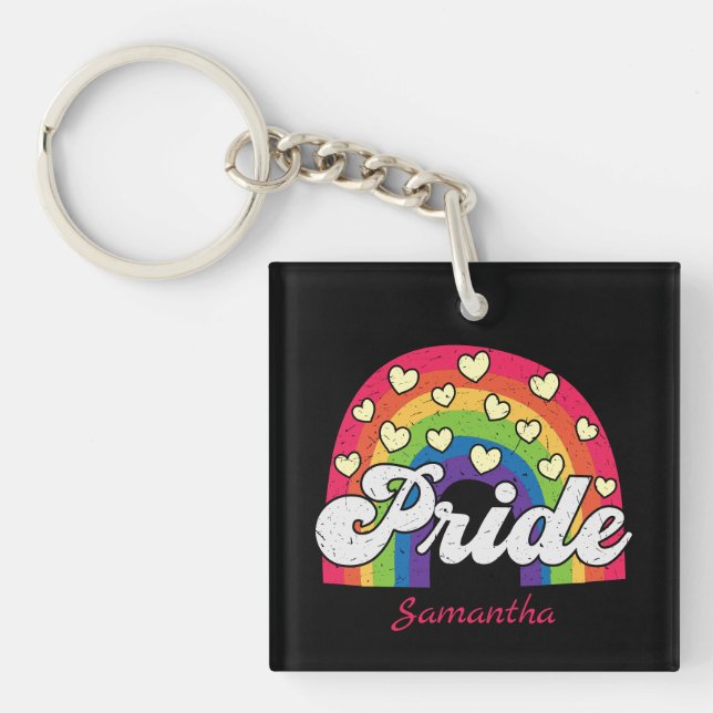 Porte-clefs Pride Arc-en-ciel et Coeurs | LGBTQ (Devant)