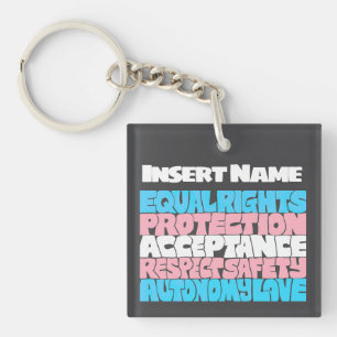 Porte-clefs PRIDE Trans droits mot art drapeau LGBT citation a