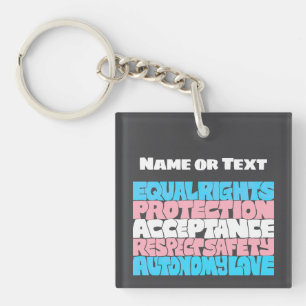 Porte-clefs PRIDE Transflag LGBT nom ou texte personnalisé