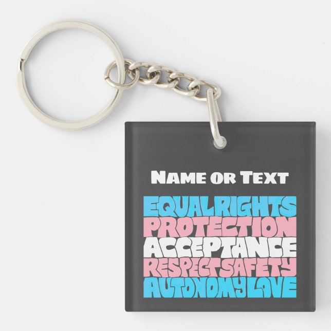 Porte-clefs PRIDE Transflag LGBT nom ou texte personnalisé (Devant)