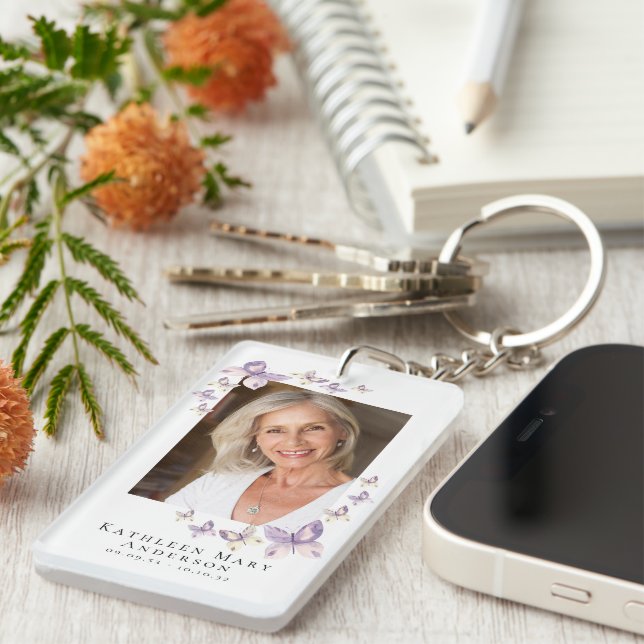 Porte-clefs Prière commémorative de la photo papillon (Devant droit)