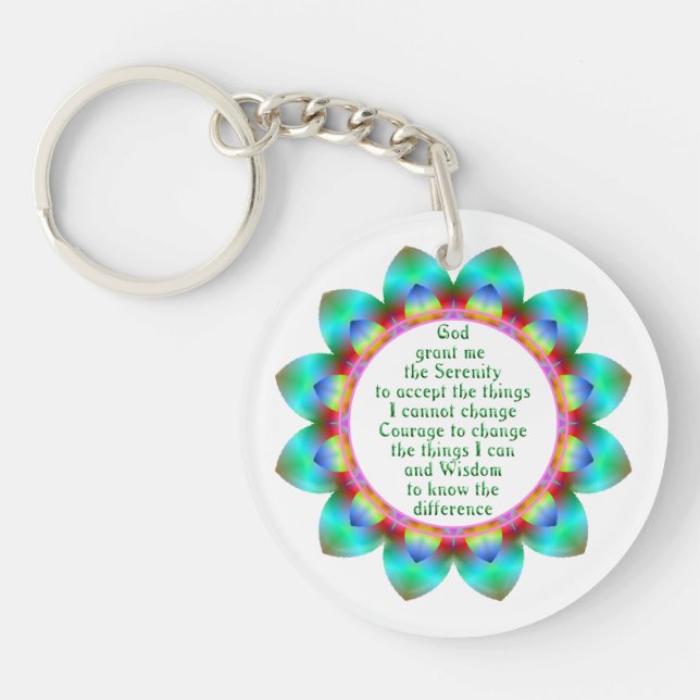 Porte-clefs Prière de sérénité centrée sur 12 fleur de concept (Devant)