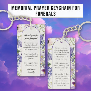 Porte-clefs Prière mémorielle florale élégante violette