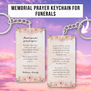Porte-clefs Prière mémorielle florale rose élégante