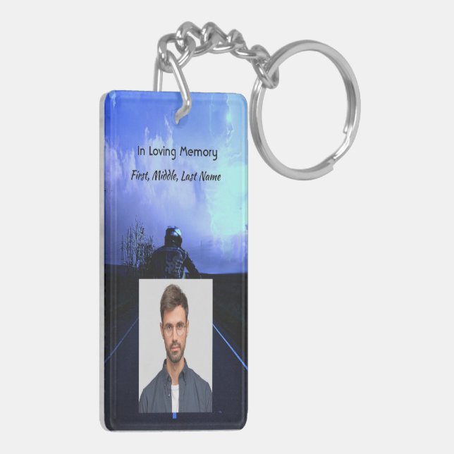 Porte-clefs Prière photo Memorial Motorcycle Biker (Dos gauche)
