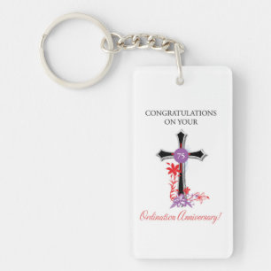 Porte-clefs Priest 75ème anniversaire de l'ordination Croix no