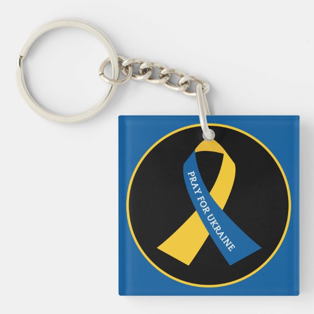 Porte-clefs Priez pour l'Ukraine de soutenir le Carré du ruban (Devant)