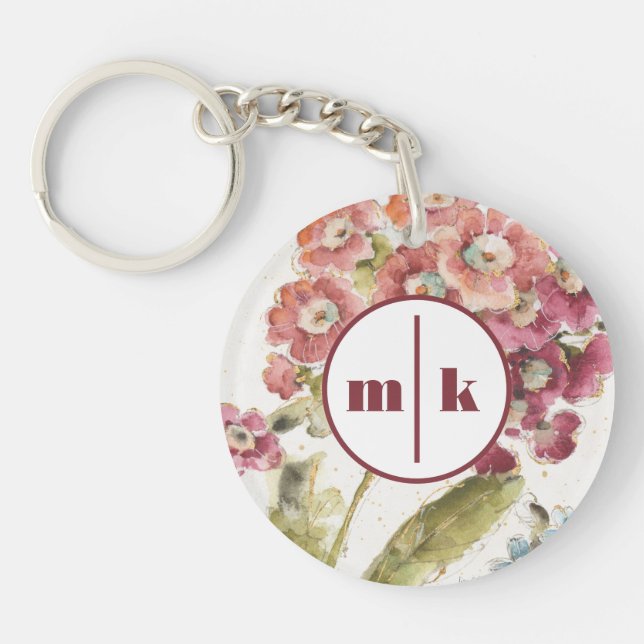 Porte-clefs Primevère rose du monogramme | (Devant)