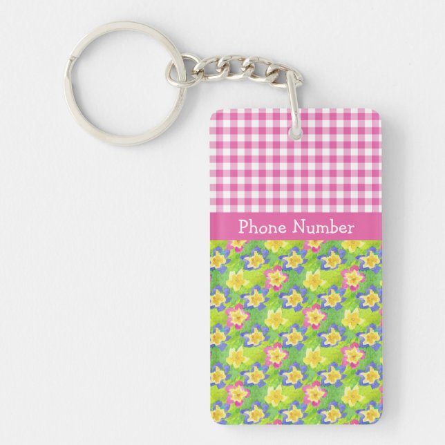 Porte-clefs Primroses Porte - clé à personnaliser : rose En vi (Devant)