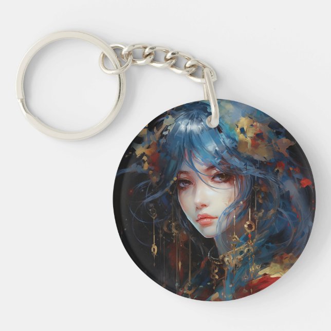 Porte-clefs Princesse Anime Aquarelle (Devant)